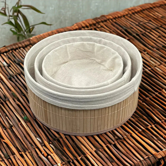 Lot de 3 Paniers de Rangement Tressés en Bambou