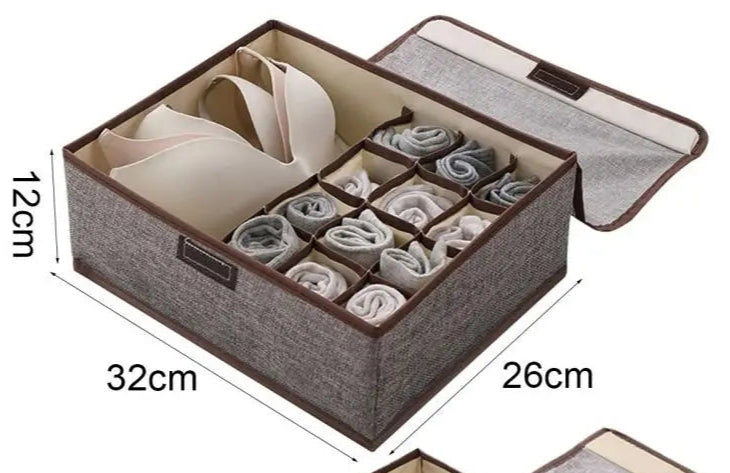 Organisateur de Sous-vêtements 3-en-1 Pliable en Lin