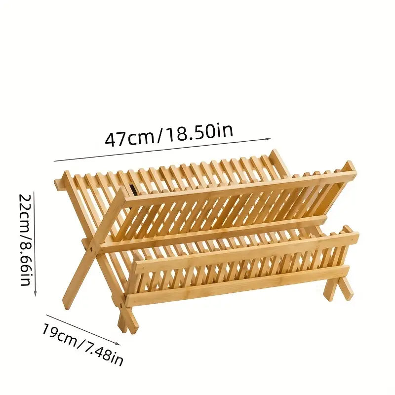 NESTO✨Égouttoir à vaisselle en bambou, porte-ustensiles pliable, égouttoir à vaisselle en bois