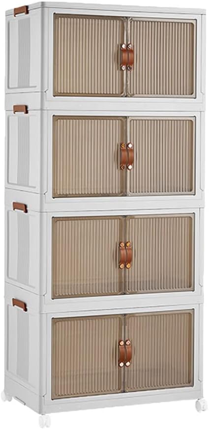 BQDRGHU™ Boîte de Rangement Empilable avec Roulettes et Portes Visibles 🧺 nesto.ma maroc