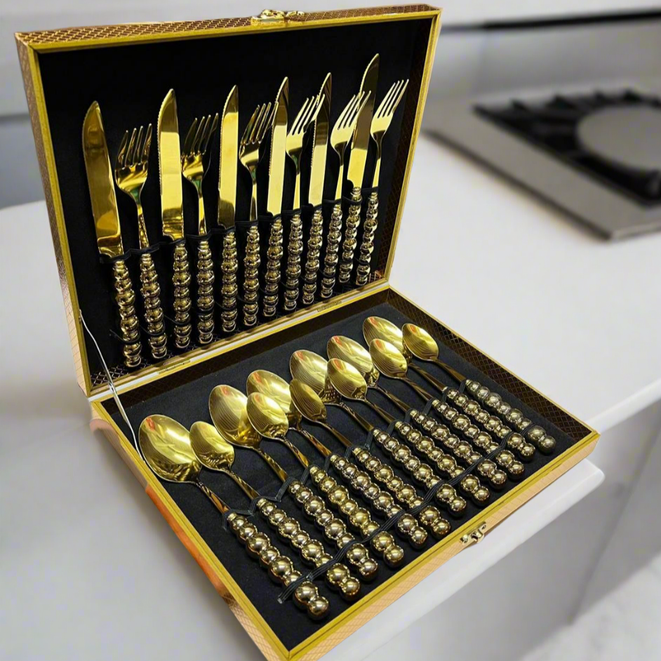 Set de Couverts en Acier Inoxydable Premium avec Boîte de Rangement Chic