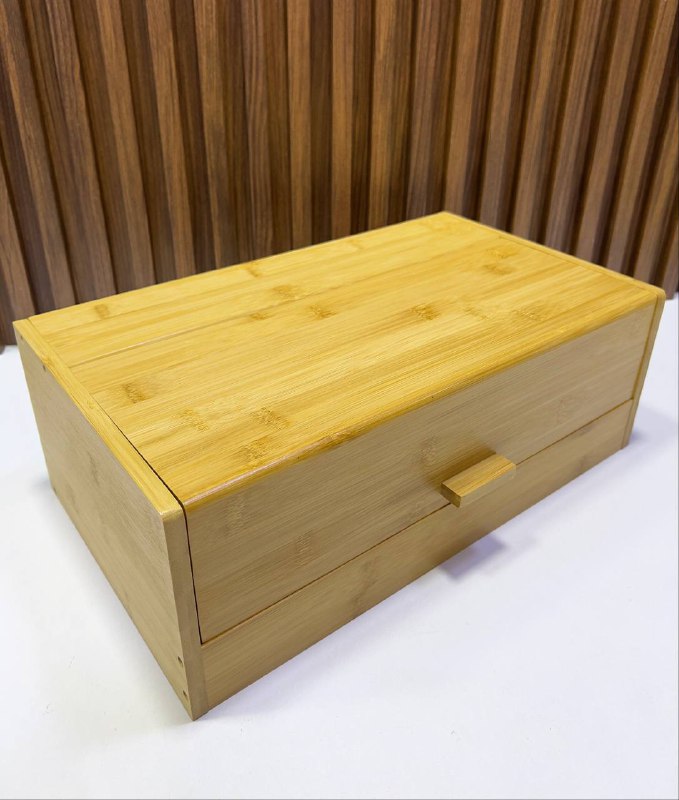 Boîte à Pain en Bambou Naturel avec Couvercle Basculant – Design Épuré