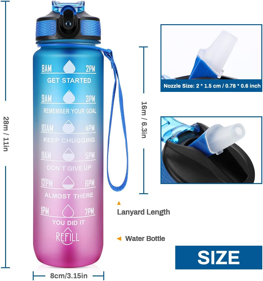 Bouteille d'eau de sport - avec paille - Gourde étanche,