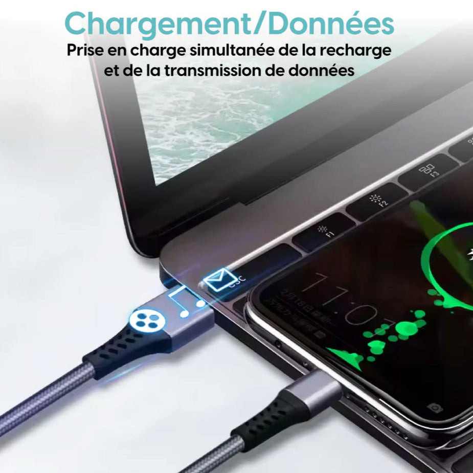 Câble 3-en-1 100W avec Écran LED – Charge Rapide NESTO MAROC