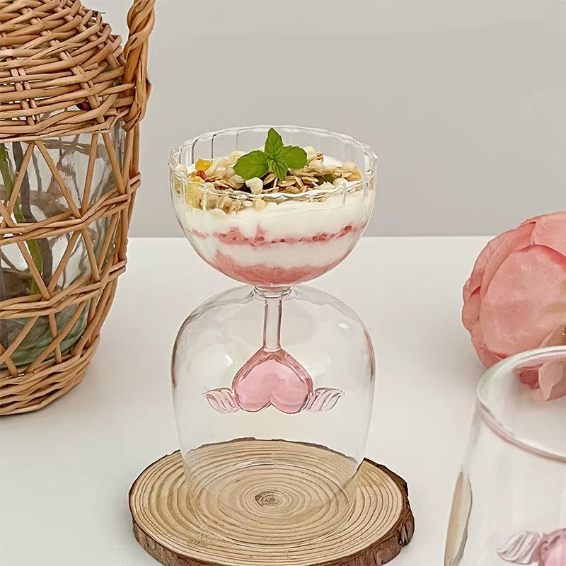 Tasse à Jus Romantique Réutilisable – Verre 3D Cœur Rose