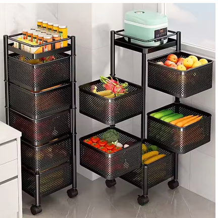 étagères tournantes à plusieurs niveaux   Et des fonctions pour une organisation plus facile et plus élégante