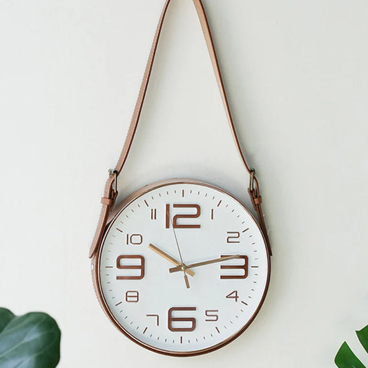NESTO🍁Horloge Suspendue en Similicuir – Déco Moderne et Sophistiquée