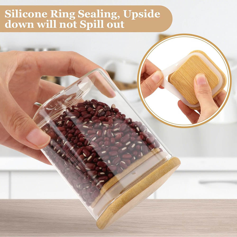 Ensemble de bocaux de conservation en verre avec couvercles en bambou