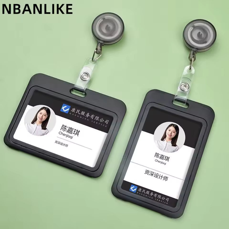 2 Couverture de Carte Rétractable en Plastique Multicolore – Badge d’Identification pour Employés & Étudiants