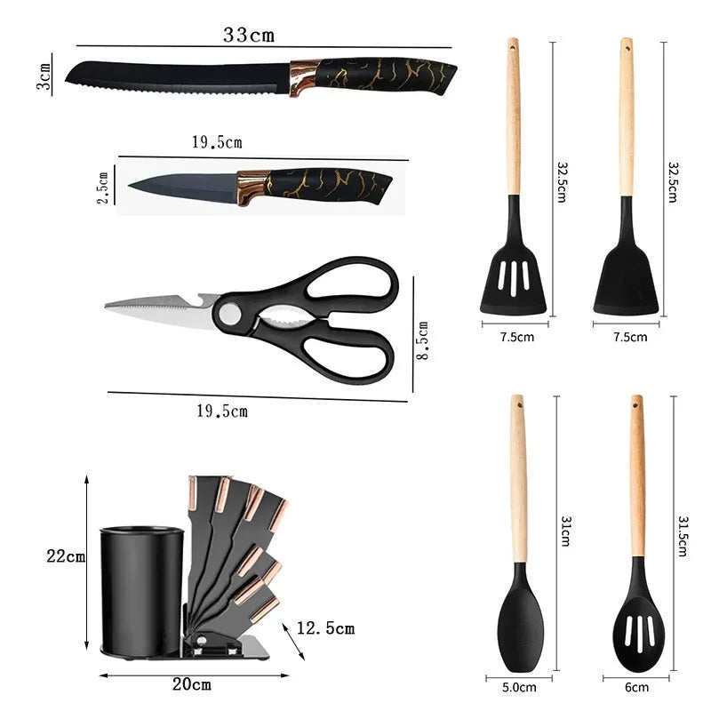 Ensemble d'ustensiles de cuisine en silicone de haute qualité 20PCS 20 PCS 20 pièces, ensembles d'accessoires de cuisine, outils de cuisine en silicone, ensembles d'accessoires