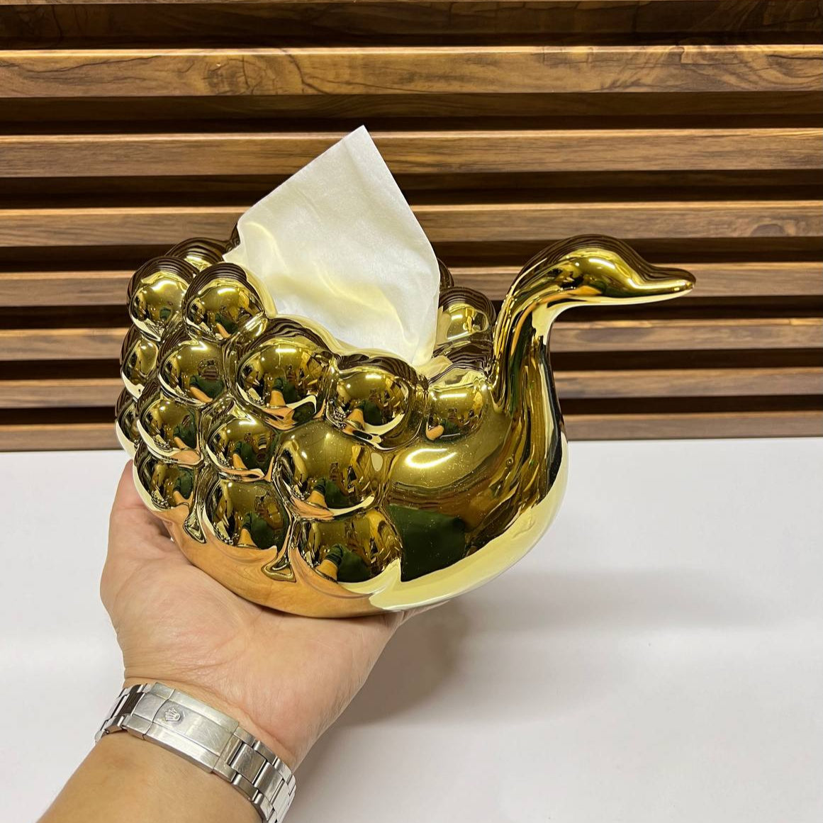 Porte-papier en Céramique Cygne, Accessoire Chic pour Bureau et Salle de Bain