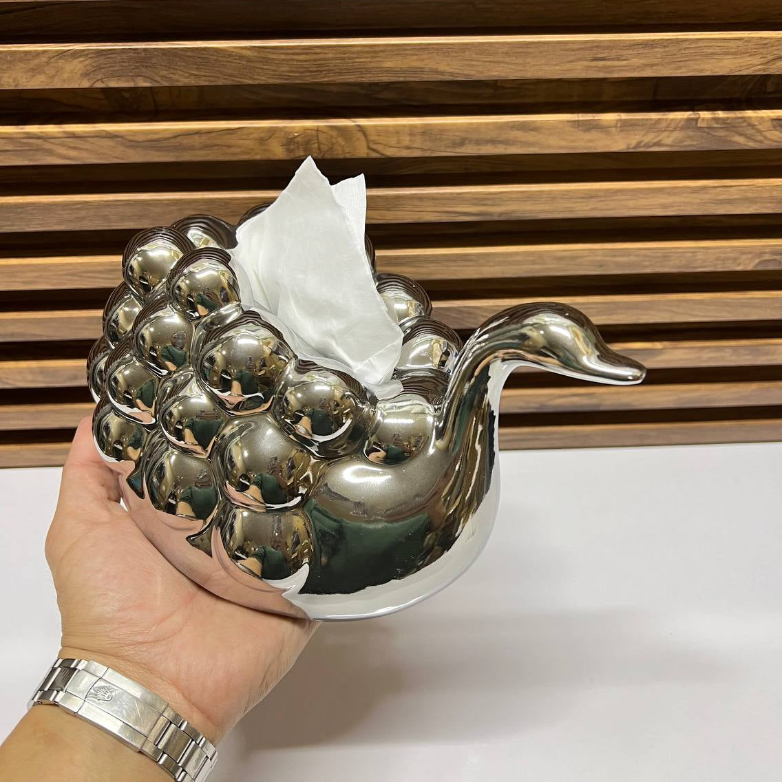 Porte-papier en Céramique Cygne, Accessoire Chic pour Bureau et Salle de Bain