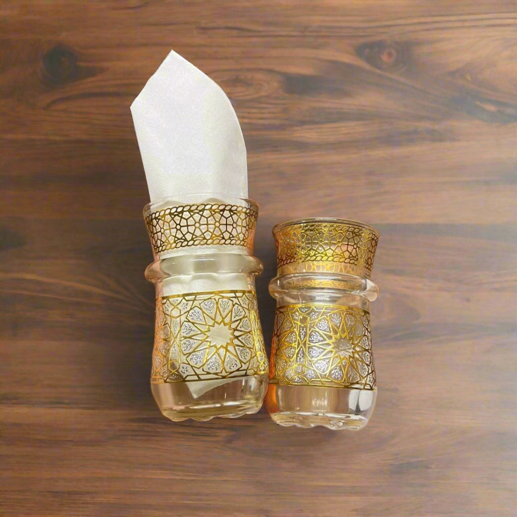 12 Verres à Thé Luxueux aux Finitions Dorées