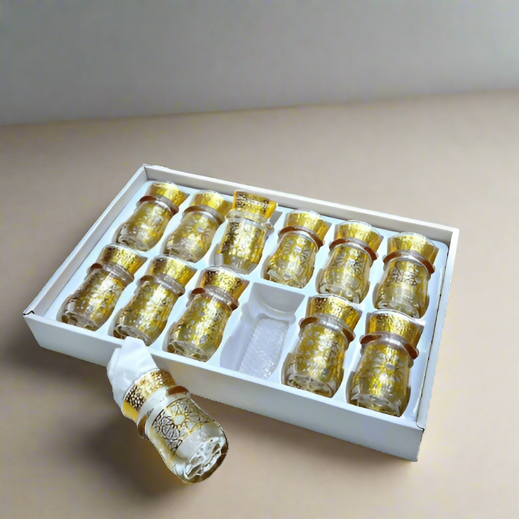 12 Verres à Thé Luxueux aux Finitions Dorées