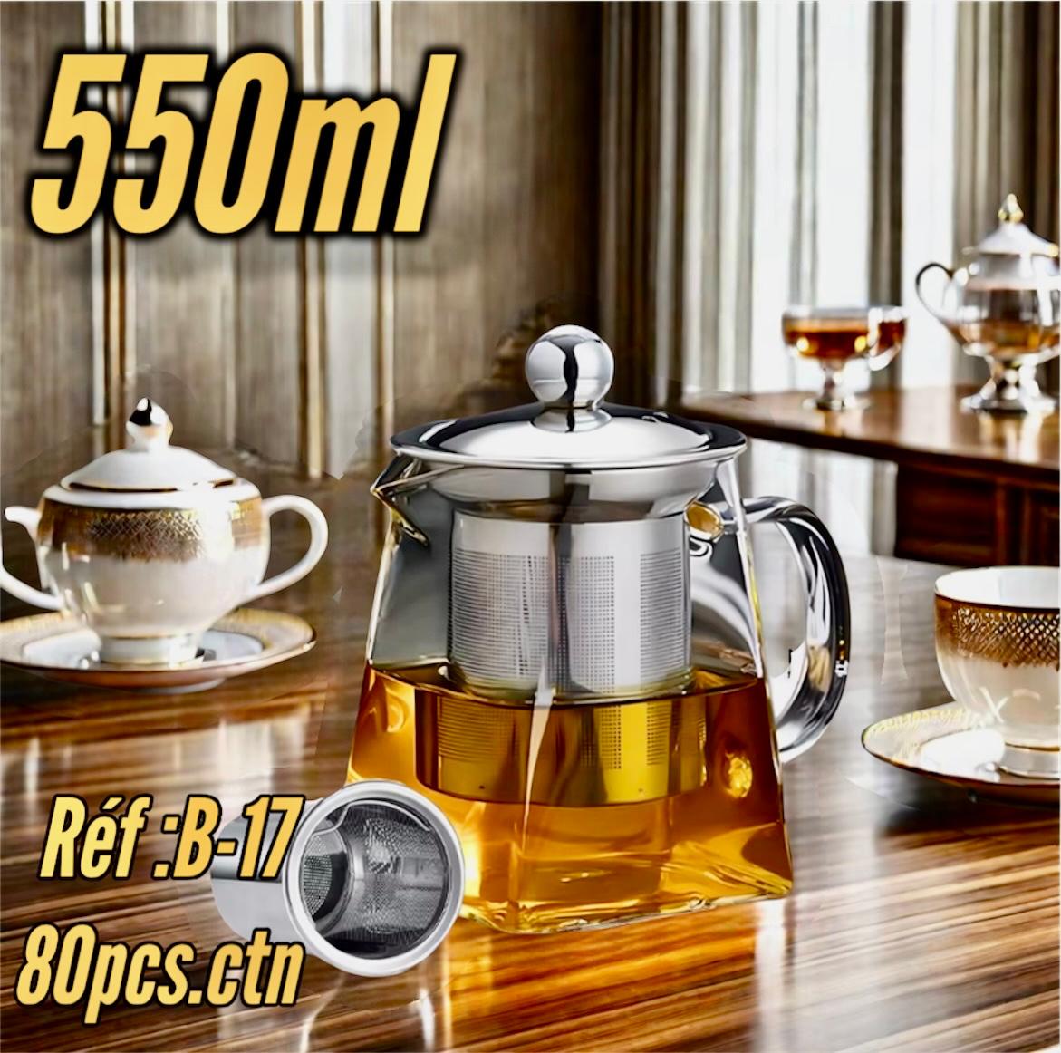 Théière verre résistant à la chaleur transparent ensemble passoire en acier inoxydable