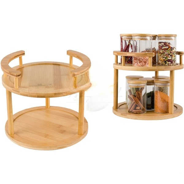 Support Rotatif à Épices en Bambou