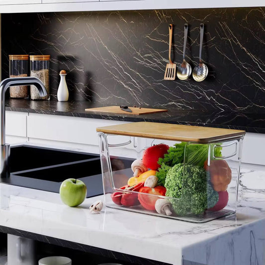 Panier Organisateur Empilable en Acrylique & Bambou nesto Marco