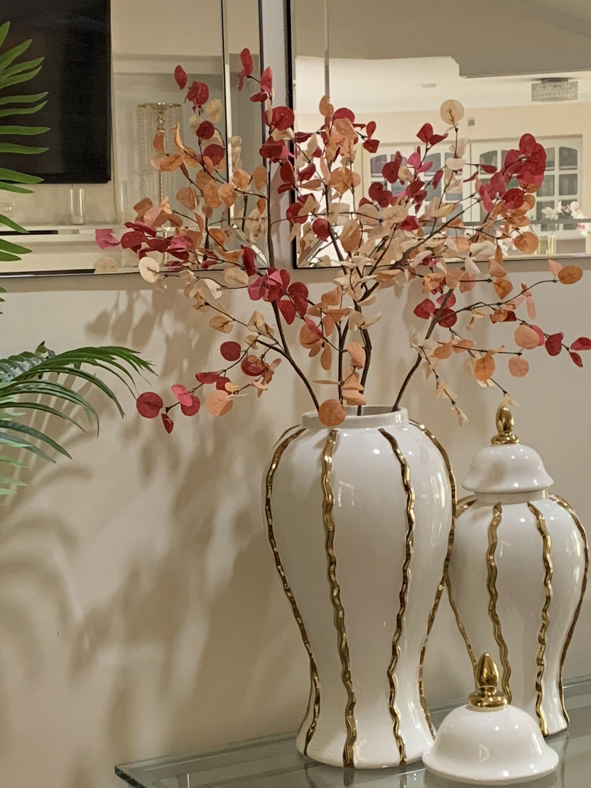 Ensemble 🏺 de Vases Décoratifs en Céramique Blanc et Or – Style Luxe Moderne