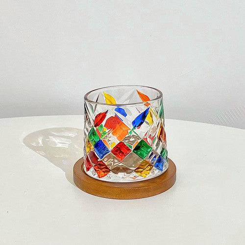 Verres Texturé à Relief avec Finitions Colorées – Idéal pour Cocktails ou Décoration