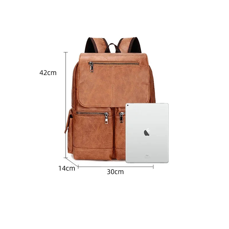 Sac à dos de marque de luxe pour hommes, sac à dos d'école en cuir, sac de voyage étanche pour étudiants, sac à livres décontracté en cuir PU pour hommes