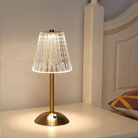 Lampe de Table Nordique Rechargeable en Cristal Doré NESTO MARCO