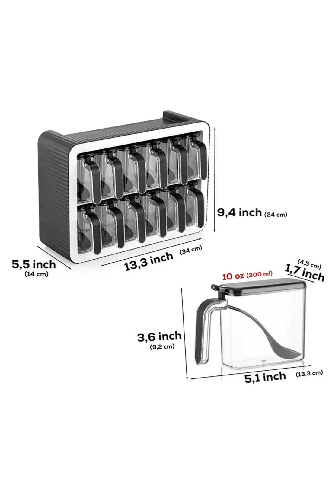 NESTO🍁Pots à Épices Pratiques – Lot de 12 avec Cuillères