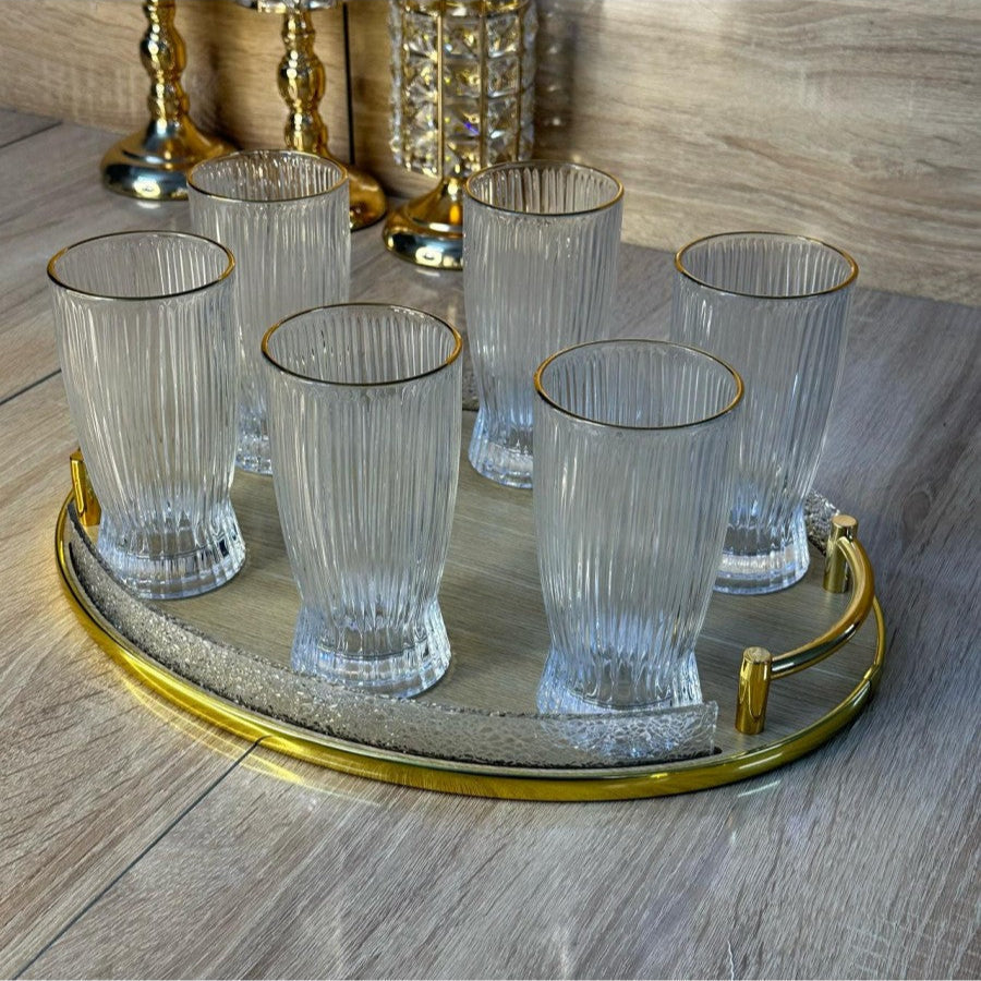 Ensemble 6 Verre transparent  élégance avec doré