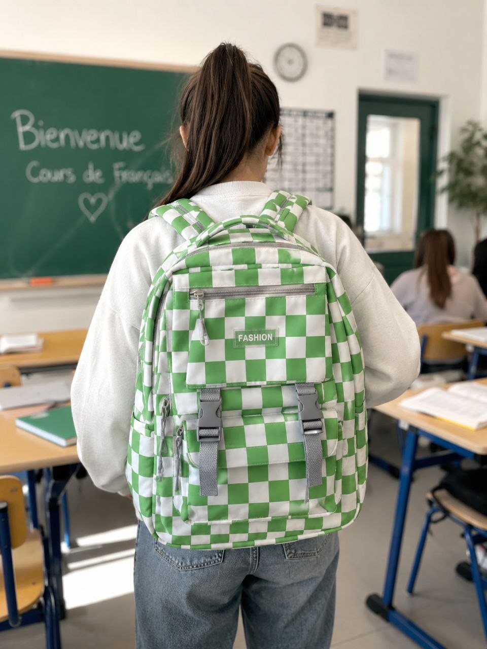 Sac à Dos à Carreaux Tendance – Grand Format, Pratique & Stylé