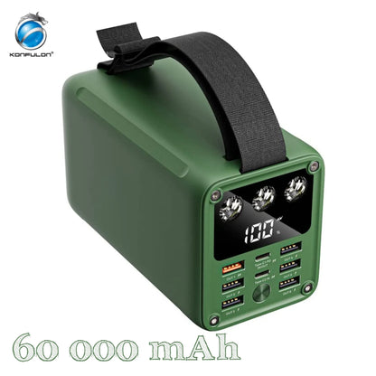 batterie externe 60000mAh, power bank haute capacité, charge rapide USB-C, batterie portable avec écran LCD, batterie de secours voyage, powerbank PD 3.0