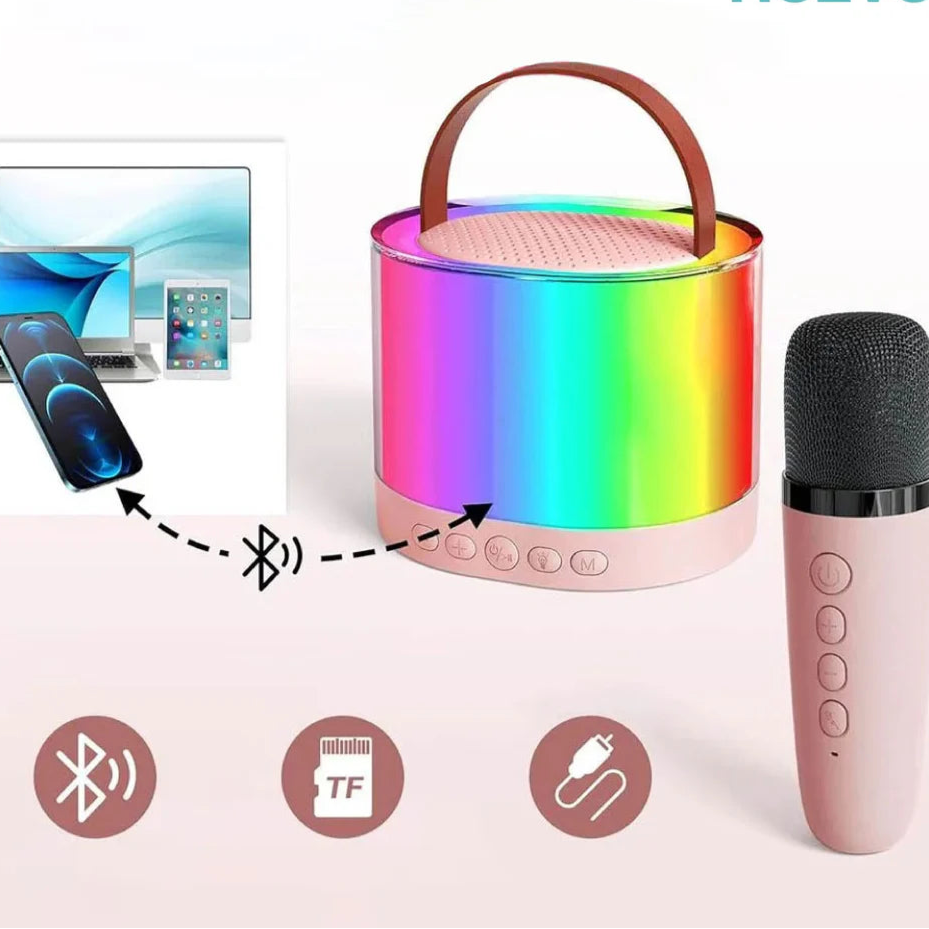 Mini Enceinte Karaoké Bluetooth avec Micros et Lumières RGB NESTO MAROC