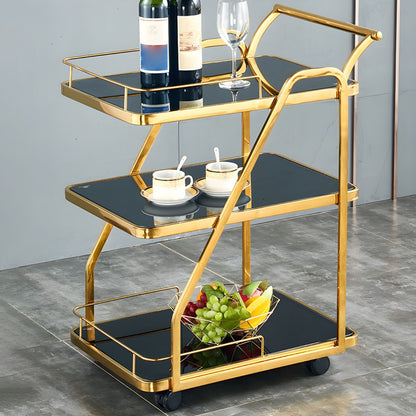 Table 🛒 de préparation en pierre roulante contemporaine de 33,07" de hauteur pour restaurant - Or Noir