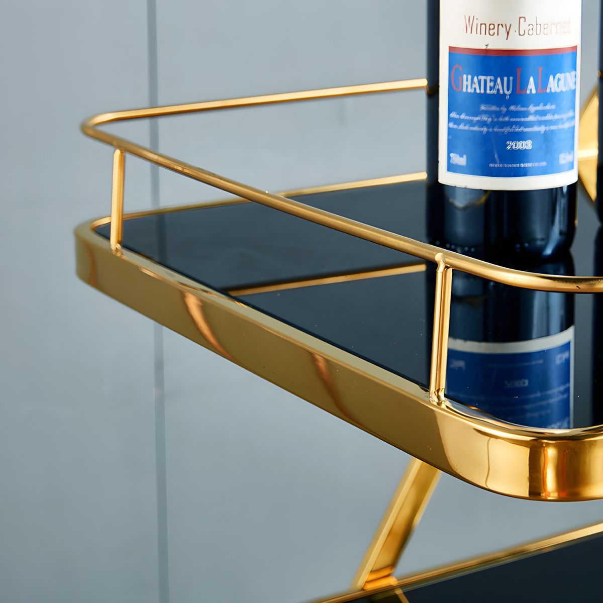 Table 🛒 de préparation en pierre roulante contemporaine de 33,07" de hauteur pour restaurant - Or Noir