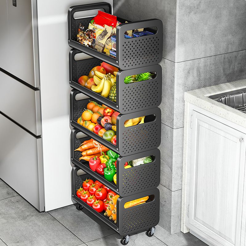 Chariot de rangement cuisine, rangement fruits et légumes, chariot à roulettes, étagère de cuisine, rangement 5 niveaux, chariot multifonction, rangement mobile, organisateur cuisine, meuble de rangement, panier à légumes roulant. nesto.ma