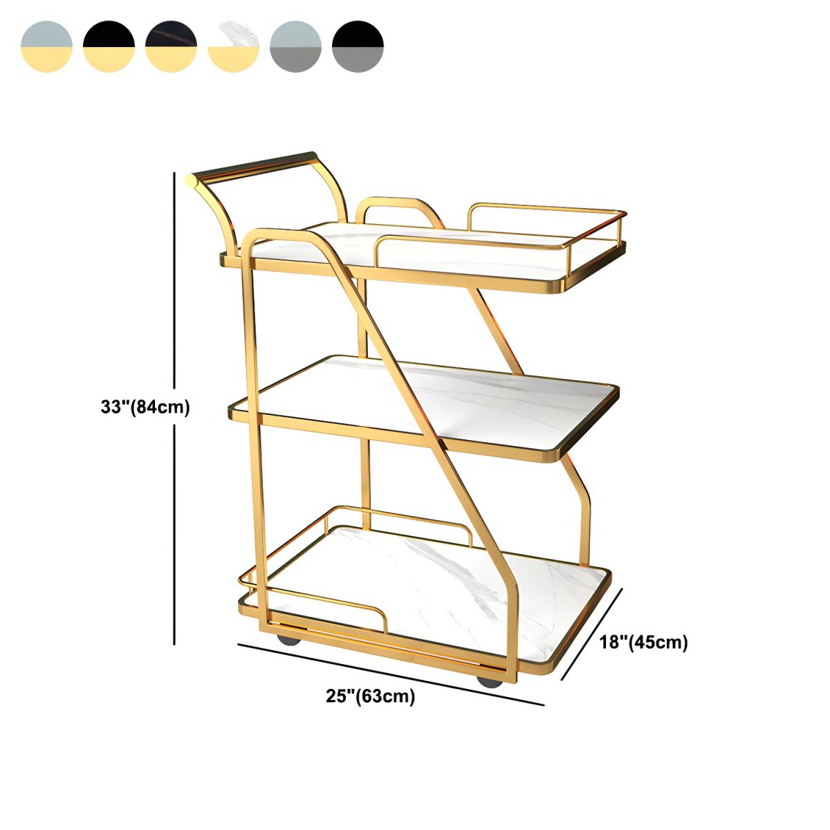 Table 🛒 de préparation en pierre roulante contemporaine de 33,07" de hauteur pour restaurant - Or Noir