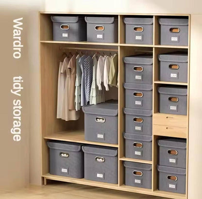 Grande Boîte 5 de Rangement Pliante en Coton et Lin – Organisateur Maison