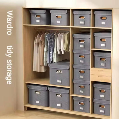Grande Boîte 5 de Rangement Pliante en Coton et Lin – Organisateur Maison