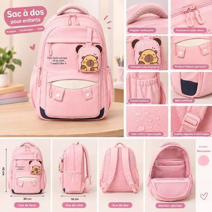 🎒 Sac à Dos Scolaire Rose pour Fille – Design Cute &amp; Grande Capacité