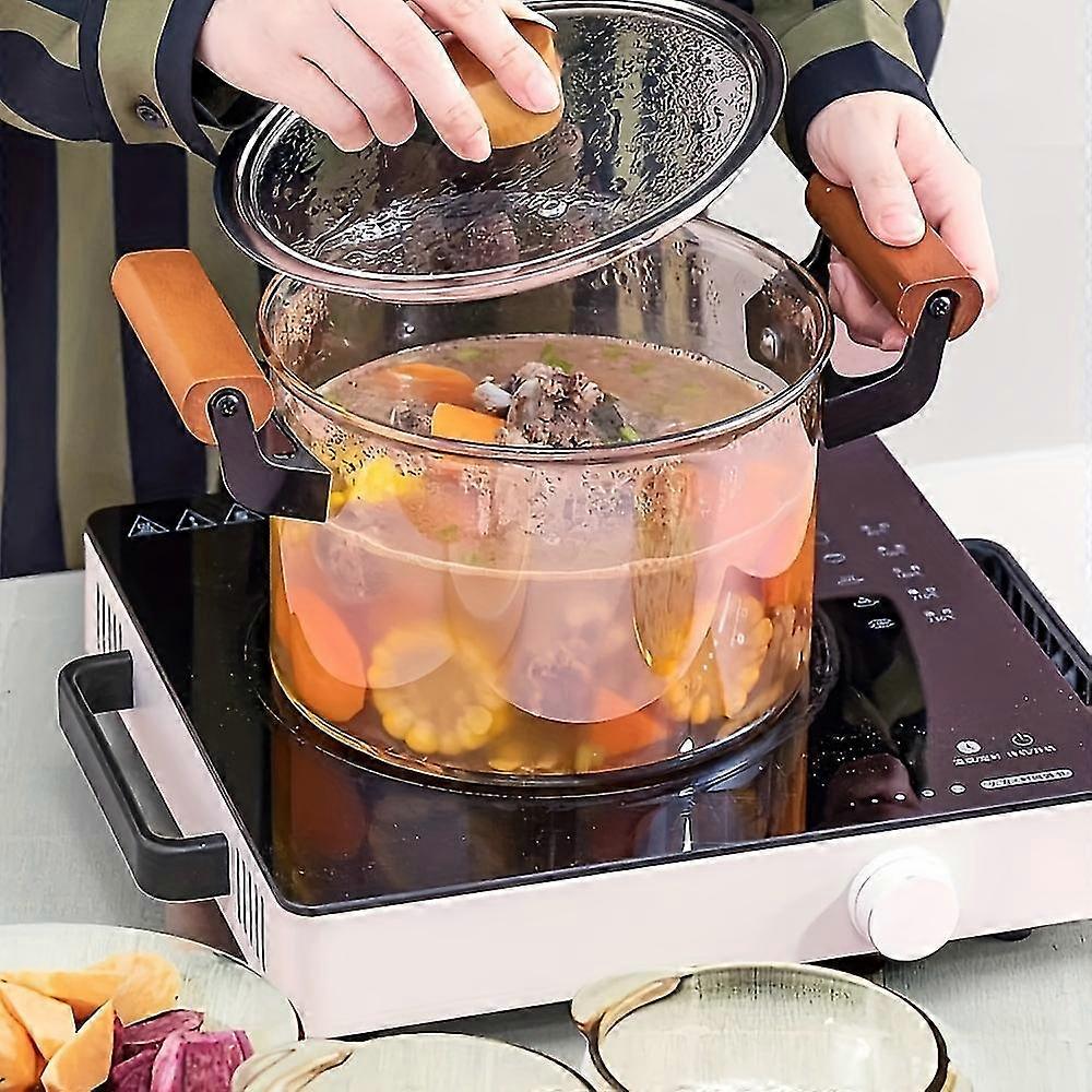 Marmite en Verre 4.5L avec Poignée en Bois – Cuisson Saine