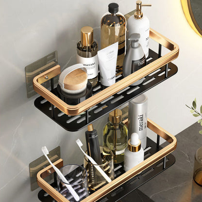 2 Étagère de rangement de salle de bain en aluminium, sans perforation.