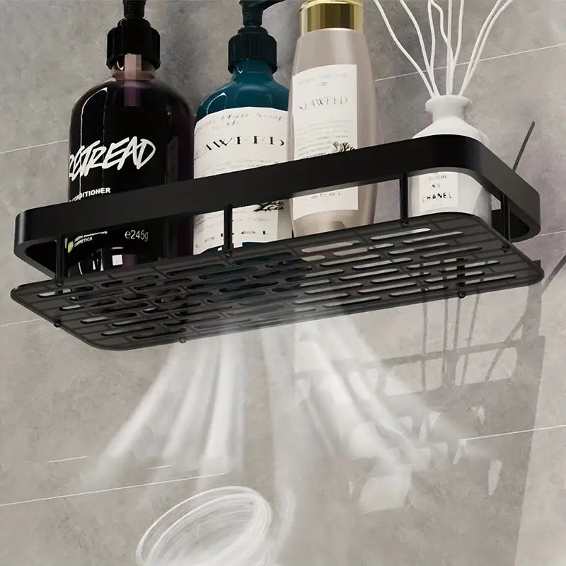 2 Étagère de rangement de salle de bain en aluminium, sans perforation.