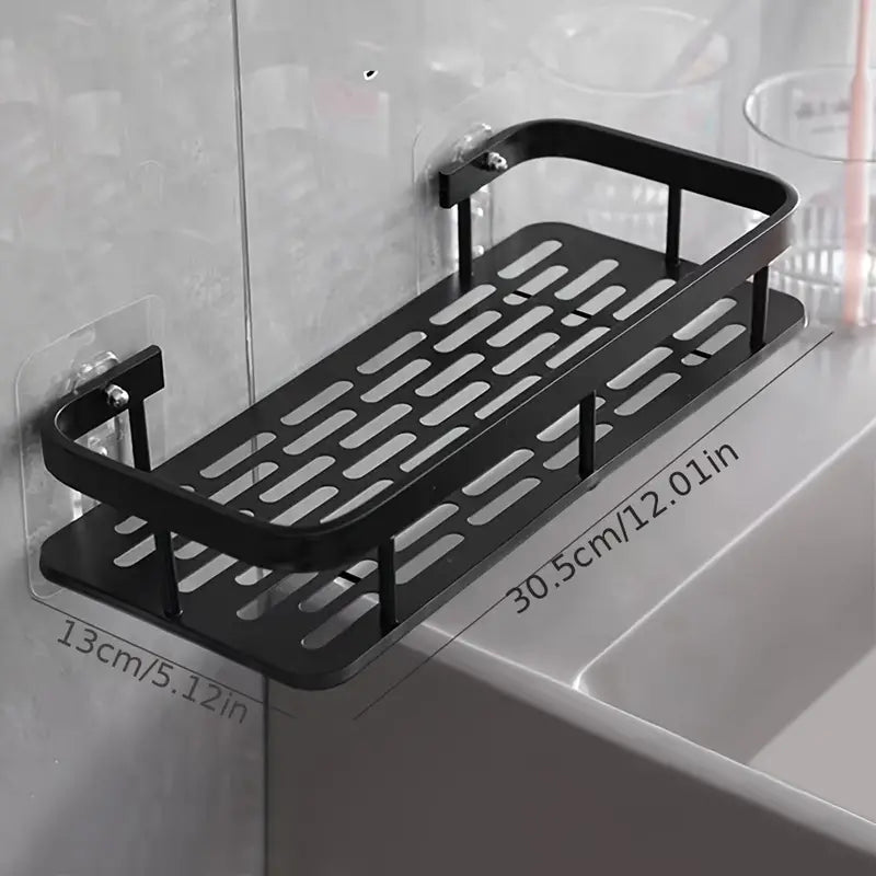 2 Étagère de rangement de salle de bain en aluminium, sans perforation.