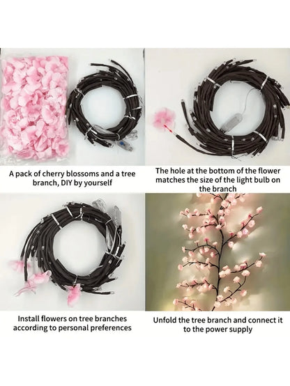 NESTO🌸Lampe LED décorative en forme de branche fleurie pour mur et intérieur. Ambiance chaleureuse, design élégant et lumière douce pour chambre, salon ou bureau