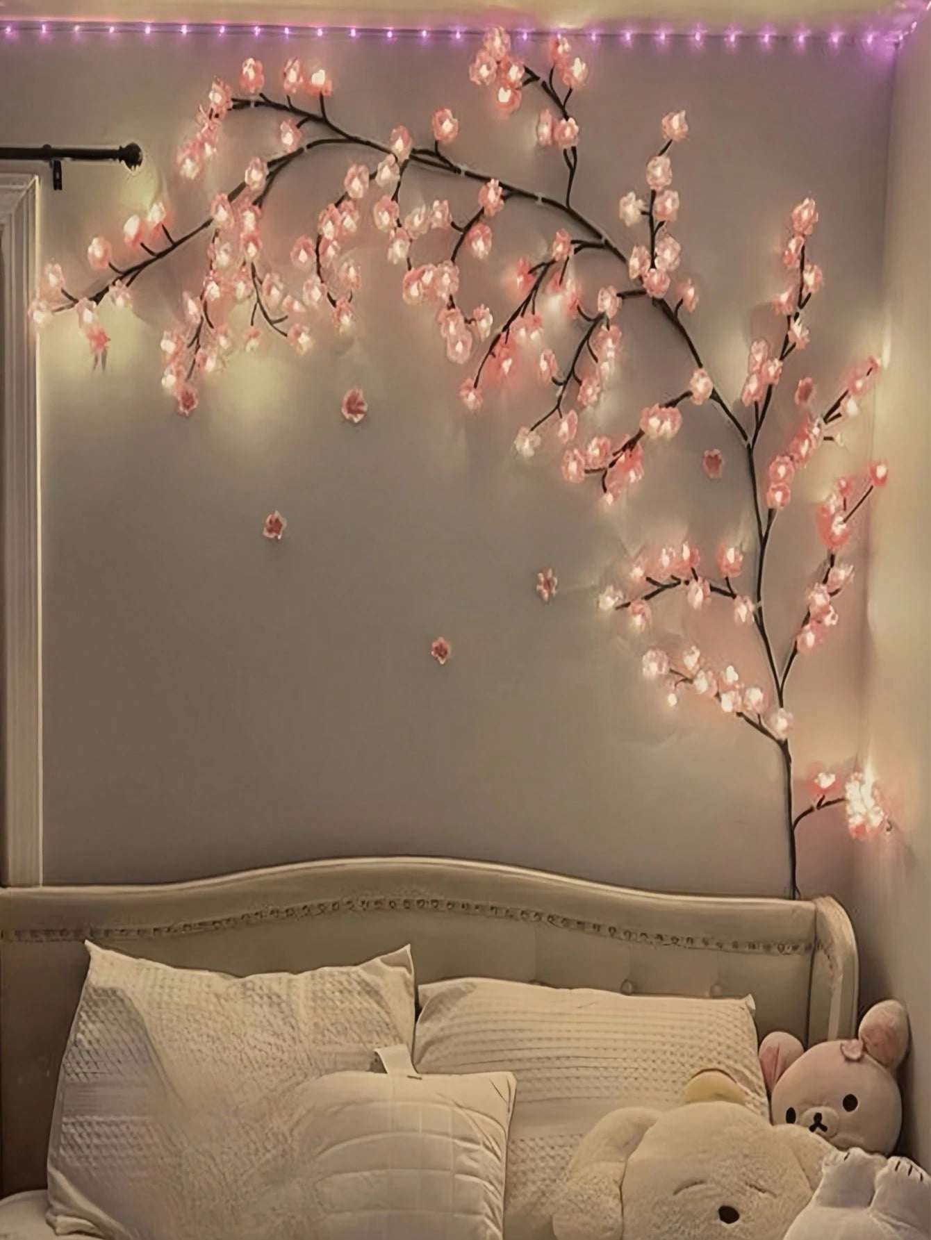 NESTO🌸Lampe LED décorative en forme de branche fleurie pour mur et intérieur. Ambiance chaleureuse, design élégant et lumière douce pour chambre, salon ou bureau
