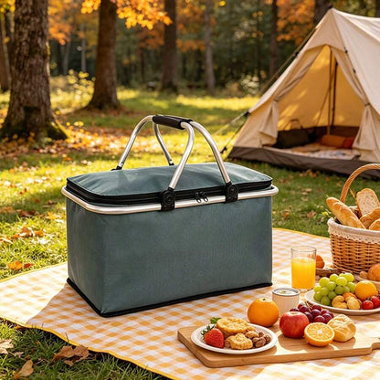 Panier Isotherme Pliable Grande Capacité avec Couvercle