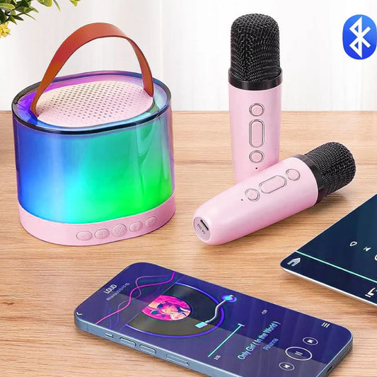 Mini Enceinte Karaoké Bluetooth avec Micros et Lumières RGB NESTO MAROC