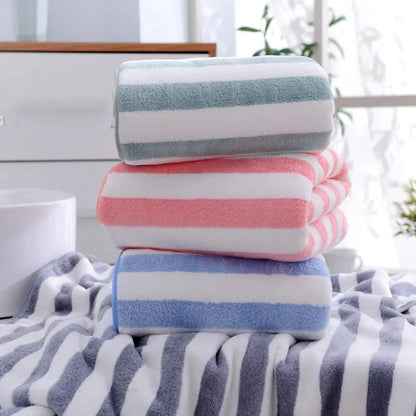 NESTO🛁 Serviette de bain rayée en velours pour bébé – Lot de 2 pièces