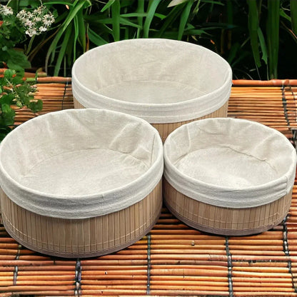 Lot de 3 Paniers de Rangement Tressés en  Bambou
