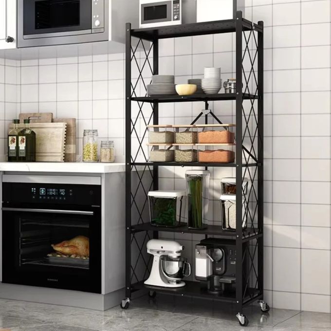 Étagère Pliante à 5 Niveaux avec Roulettes pour Cuisine Nesto maroc