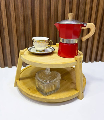 Organisateur de Comptoir Bambou – Rangement 2 Niveaux