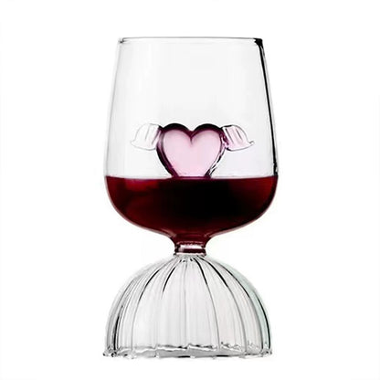 Tasse à Jus Romantique Réutilisable – Verre 3D Cœur Rose